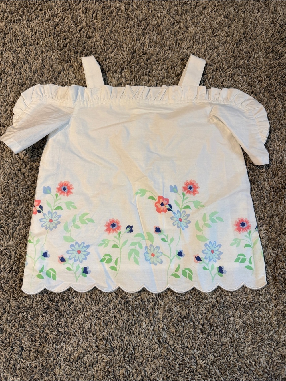 Janie and Jack White Off-Shoulder Tank with Floral Border